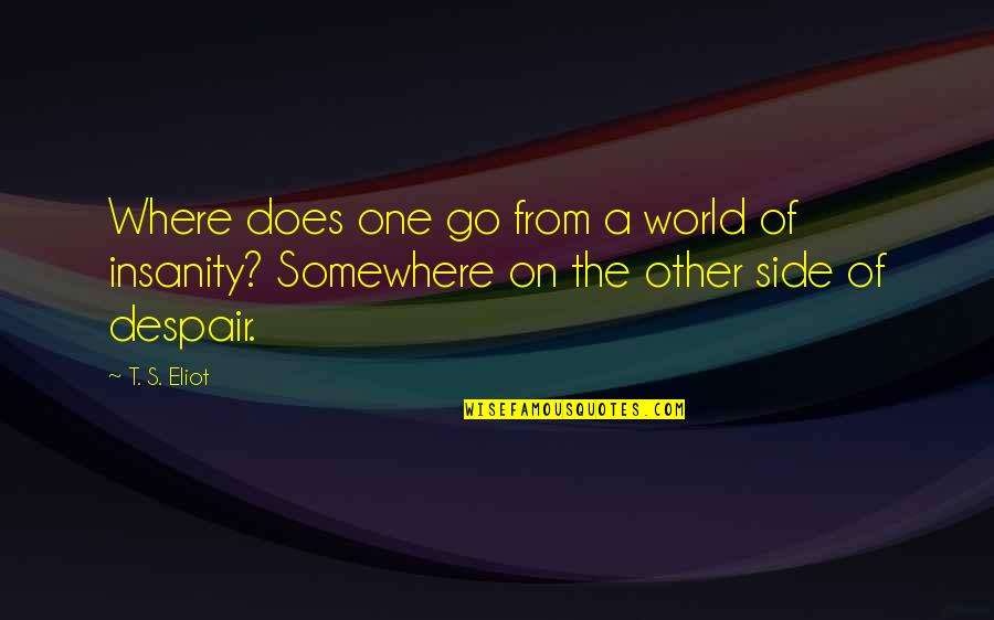 Mother Grown Son Quotes By T. S. Eliot: Where does one go from a world of