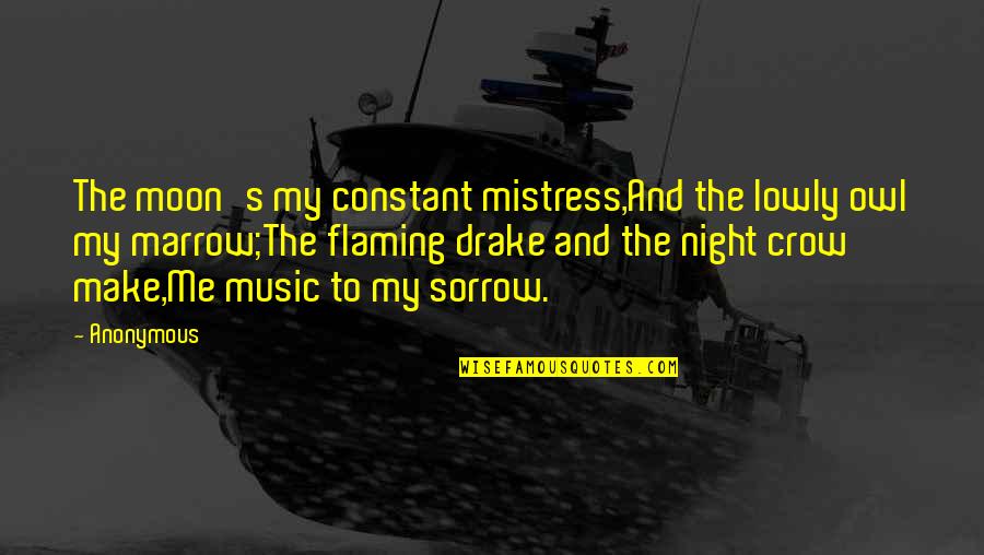 Mother Had Stroke Quotes By Anonymous: The moon's my constant mistress,And the lowly owl