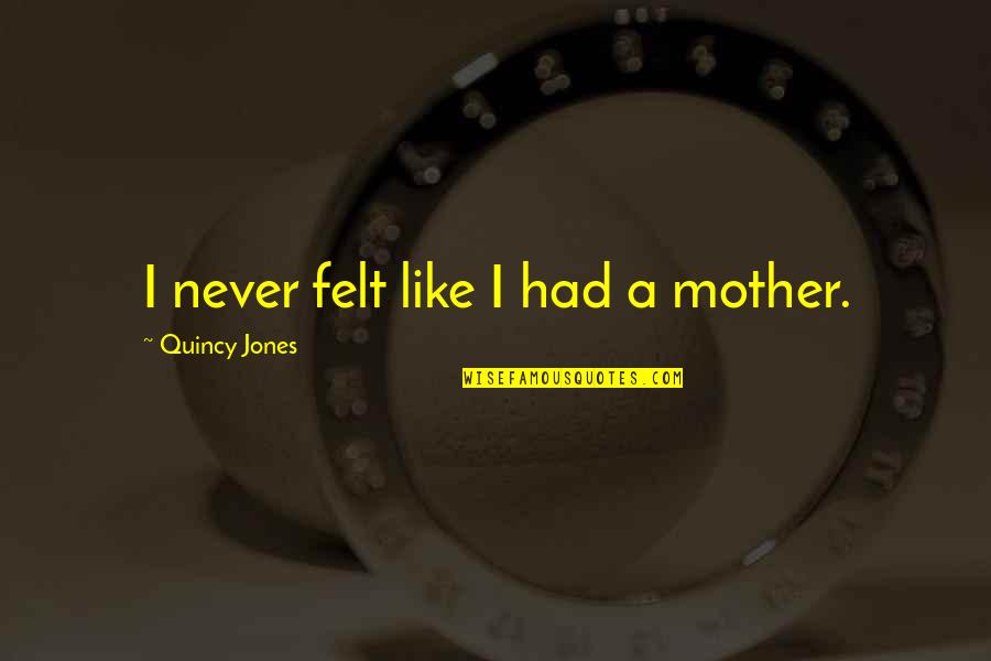 Mother I Never Had Quotes By Quincy Jones: I never felt like I had a mother.