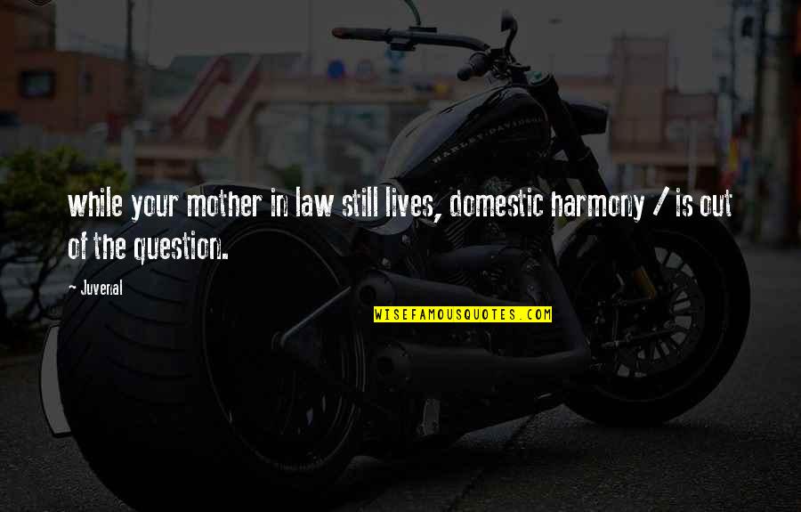 Mother & Mother In Law Quotes By Juvenal: while your mother in law still lives, domestic