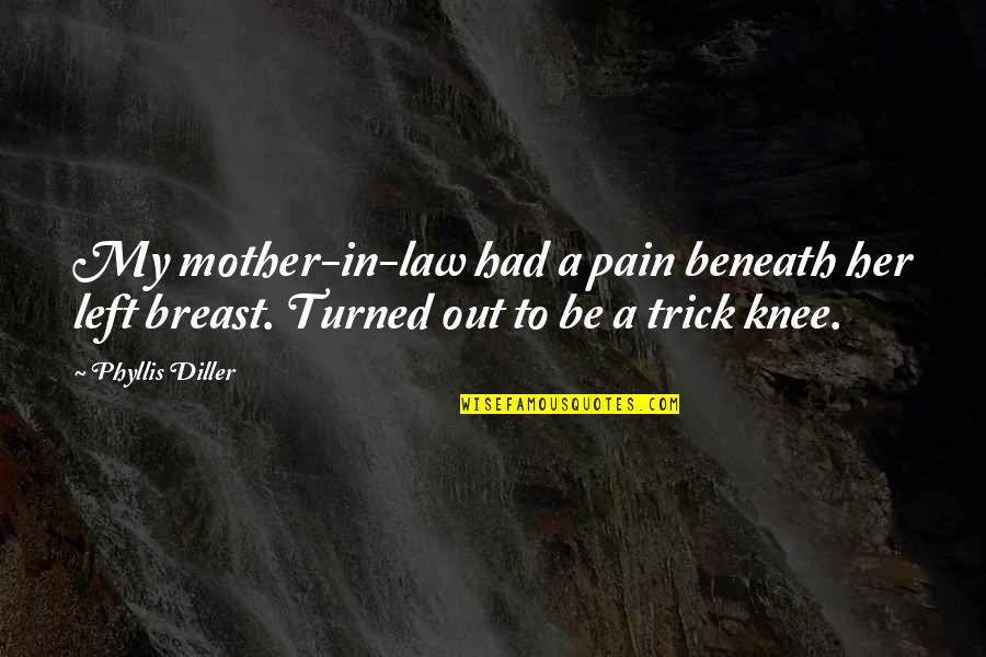 Mother & Mother In Law Quotes By Phyllis Diller: My mother-in-law had a pain beneath her left