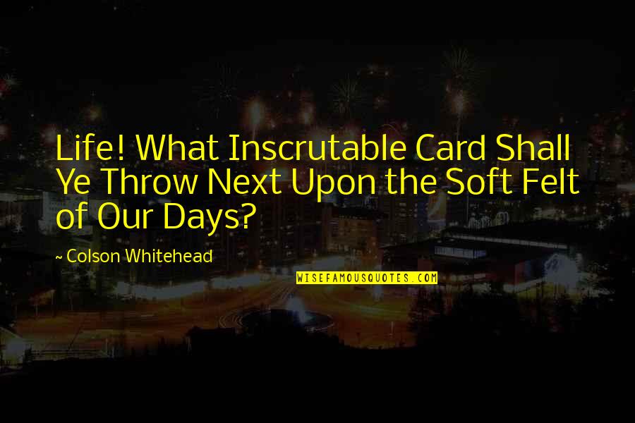 Mother Nature Rain Quotes By Colson Whitehead: Life! What Inscrutable Card Shall Ye Throw Next