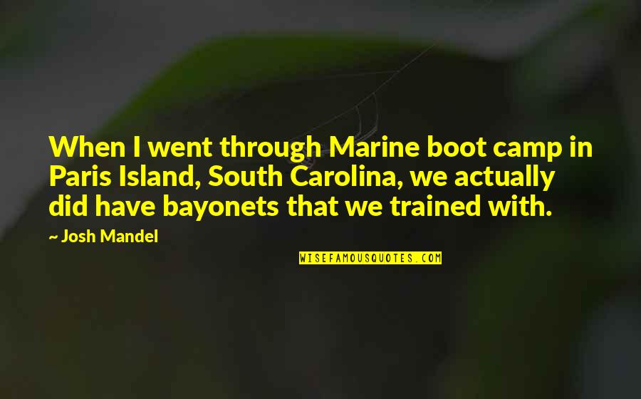 Mother Sauces Cooking School Quotes By Josh Mandel: When I went through Marine boot camp in
