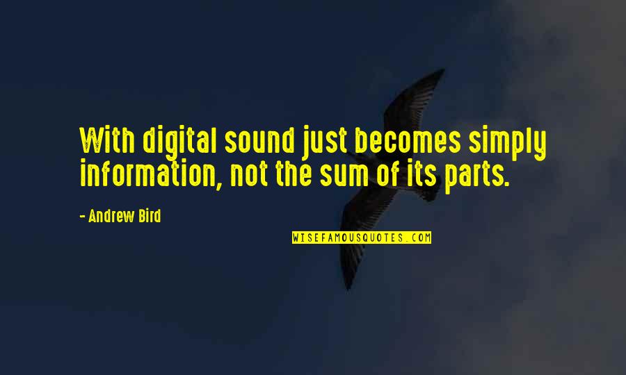 Mother Taught Me To Save Quotes By Andrew Bird: With digital sound just becomes simply information, not