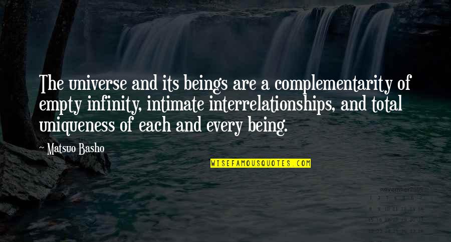 Mother To Daughter Relationships Quotes By Matsuo Basho: The universe and its beings are a complementarity