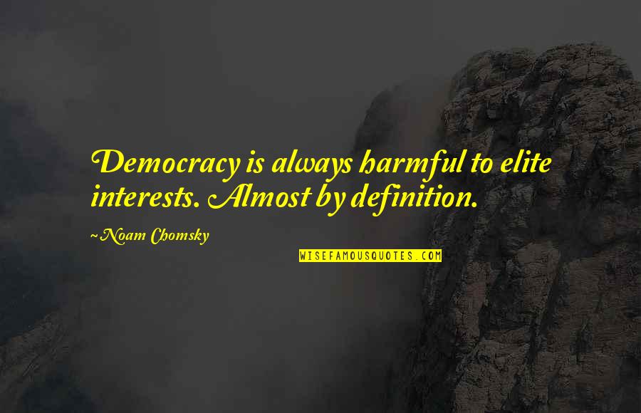 Motherfuggers Quotes By Noam Chomsky: Democracy is always harmful to elite interests. Almost