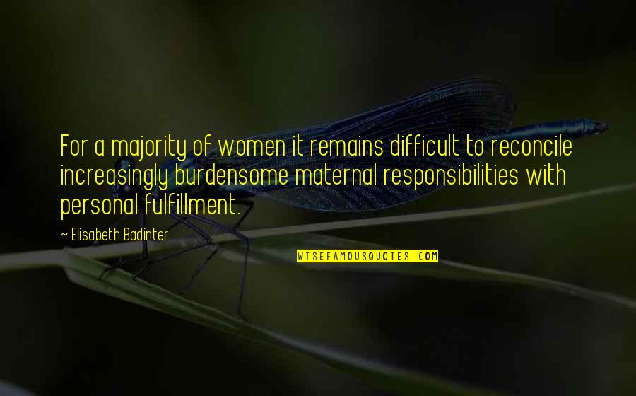 Motherhood Fulfillment Quotes By Elisabeth Badinter: For a majority of women it remains difficult