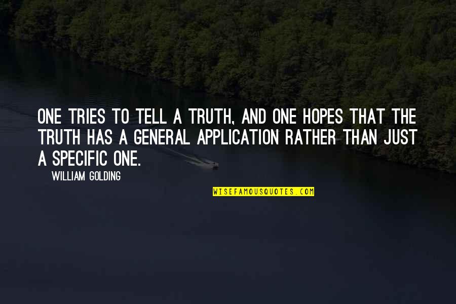 Mothers Day Comments Quotes By William Golding: One tries to tell a truth, and one Mothers Day Comments Quotes By William Golding: One tries to tell a truth, and one