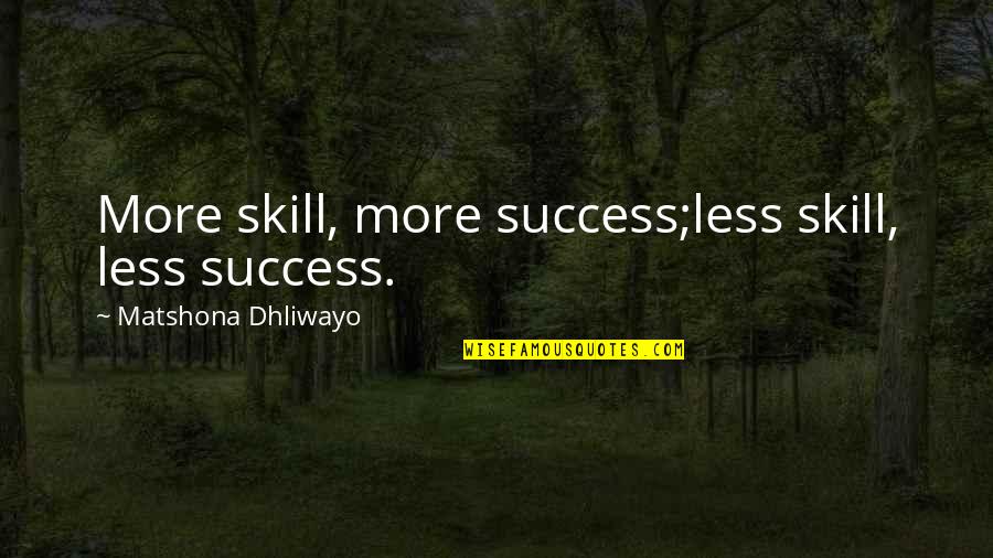 Mothers Day Wise Quotes By Matshona Dhliwayo: More skill, more success;less skill, less success.