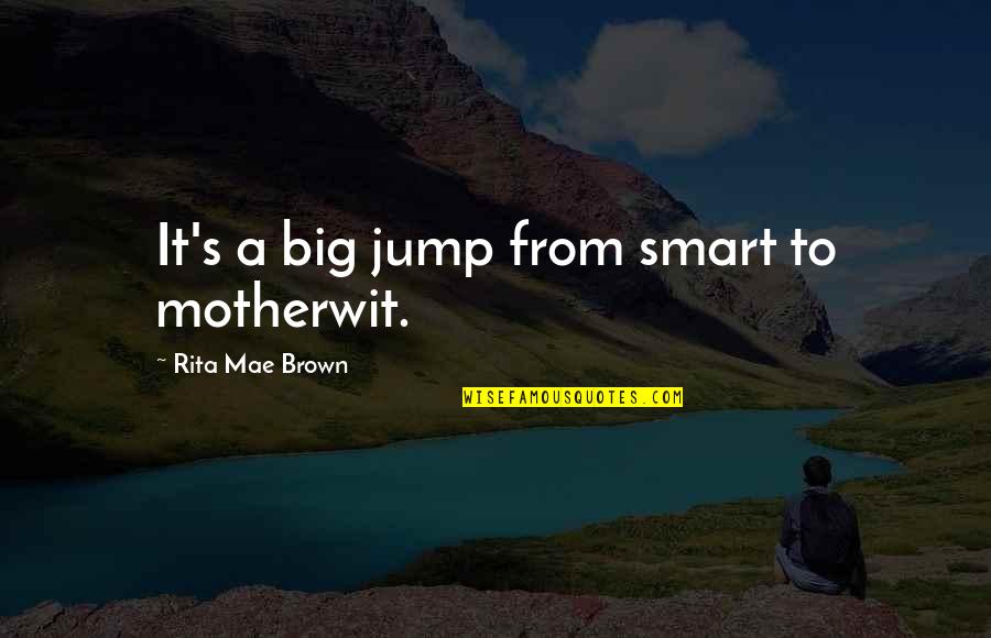 Motherwit Quotes By Rita Mae Brown: It's a big jump from smart to motherwit.