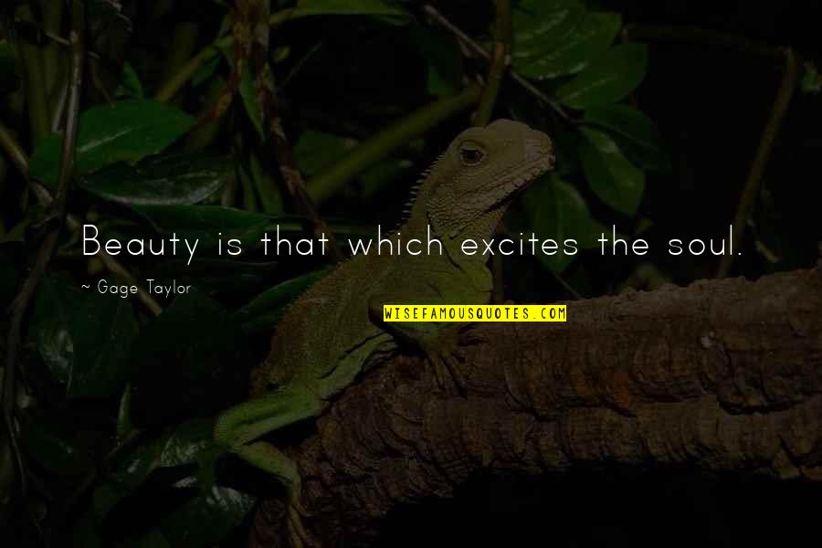 Moti Nagar Pincode Quotes By Gage Taylor: Beauty is that which excites the soul.