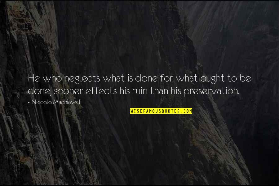 Motivation And Drive Quotes By Niccolo Machiavelli: He who neglects what is done for what