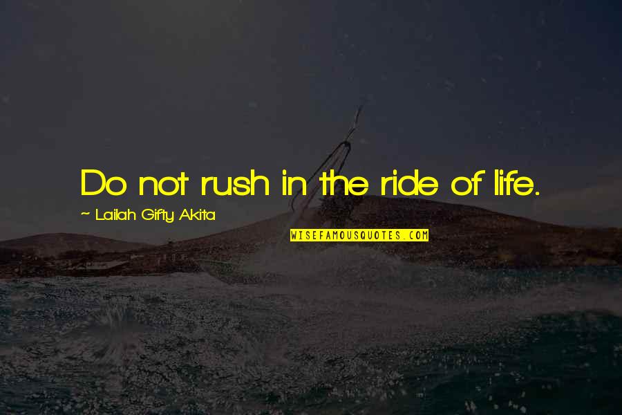 Motivation In Life Quotes By Lailah Gifty Akita: Do not rush in the ride of life.