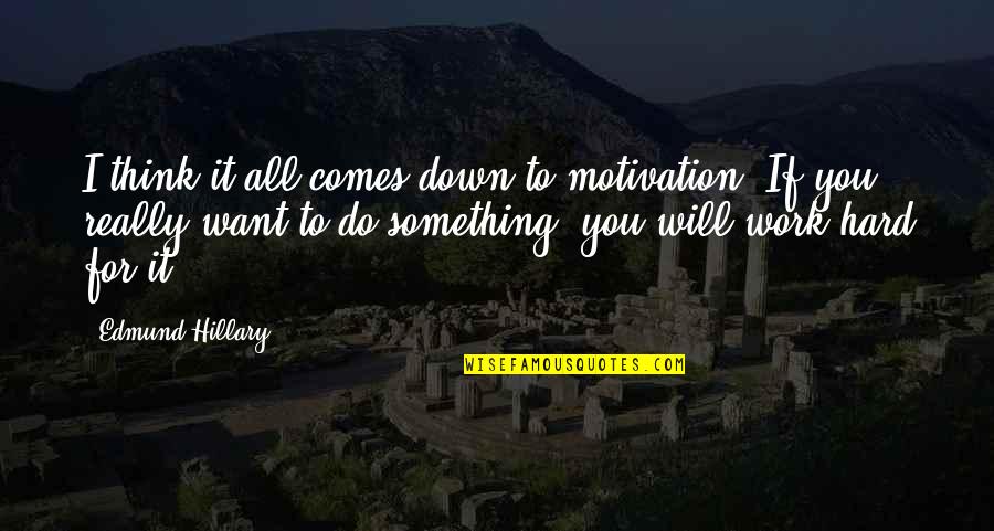 Motivation To Work Quotes By Edmund Hillary: I think it all comes down to motivation.