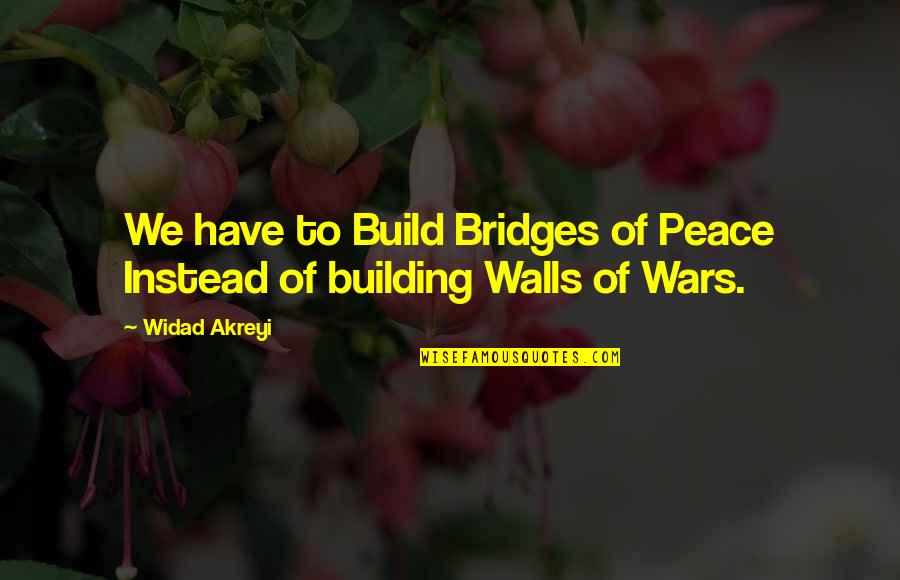 Motivational Building Quotes By Widad Akreyi: We have to Build Bridges of Peace Instead