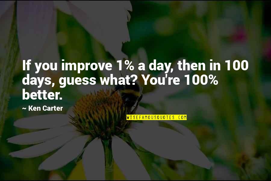 Motivational Day Quotes By Ken Carter: If you improve 1% a day, then in