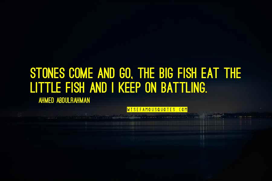 Motivational Keep Up Quotes By Ahmed Abdulrahman: Stones Come And Go, The Big Fish Eat Motivational Keep Up Quotes By Ahmed Abdulrahman: Stones Come And Go, The Big Fish Eat