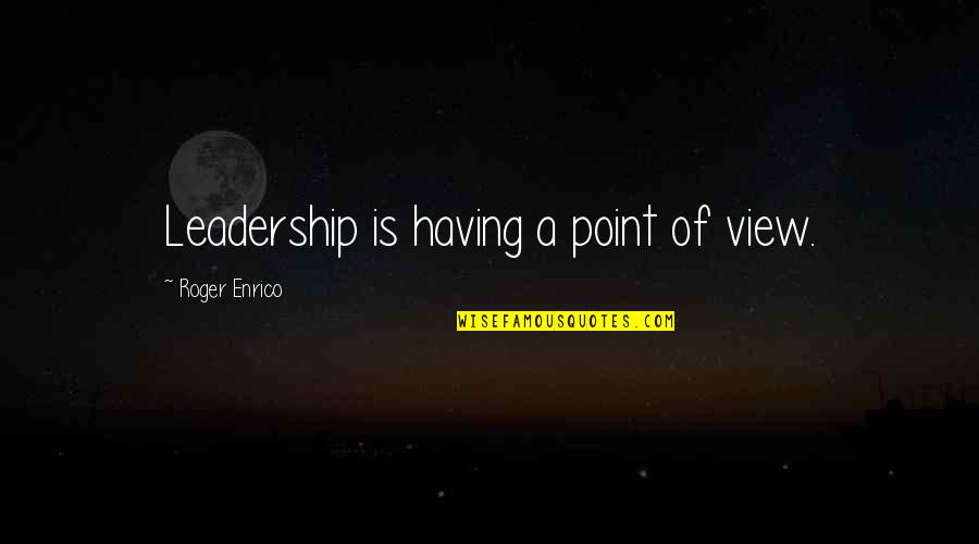 Motivational Leadership Quotes By Roger Enrico: Leadership is having a point of view.