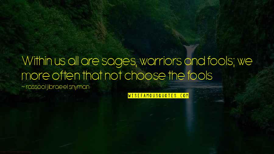 Motivational Philosophical Quotes By Rassool Jibraeel Snyman: Within us all are sages, warriors and fools;