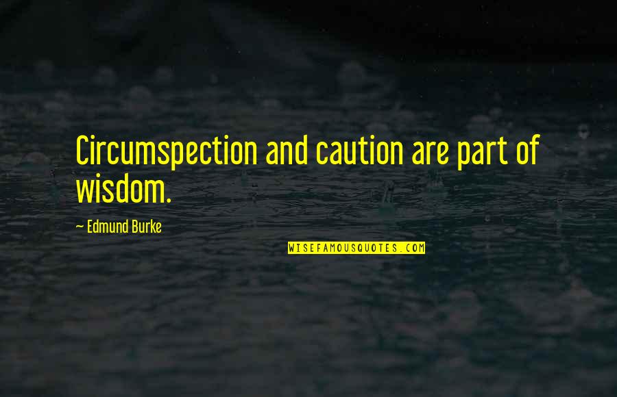 Motivational Push Quotes By Edmund Burke: Circumspection and caution are part of wisdom.