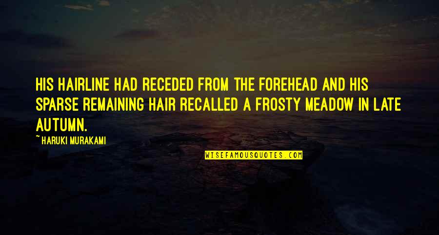 Motivational Reading Quran Quotes By Haruki Murakami: His hairline had receded from the forehead and Motivational Reading Quran Quotes By Haruki Murakami: His hairline had receded from the forehead and