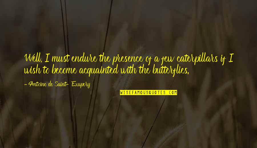 Motivational Reminder Quotes By Antoine De Saint-Exupery: Well, I must endure the presence of a Motivational Reminder Quotes By Antoine De Saint-Exupery: Well, I must endure the presence of a