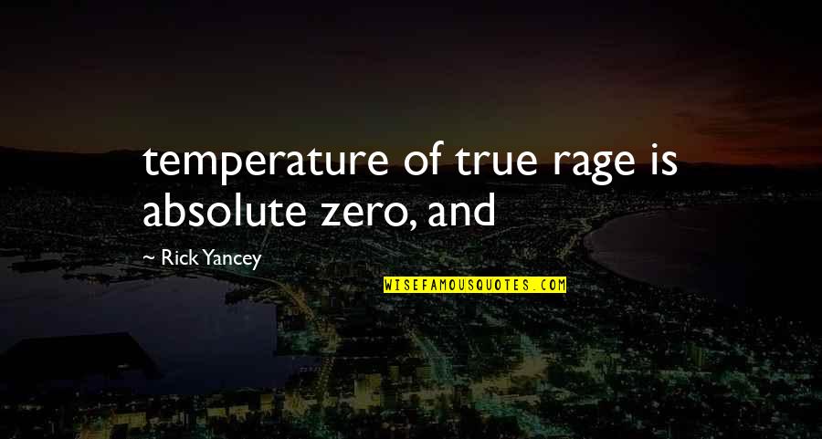 Motivational School Spirit Quotes By Rick Yancey: temperature of true rage is absolute zero, and