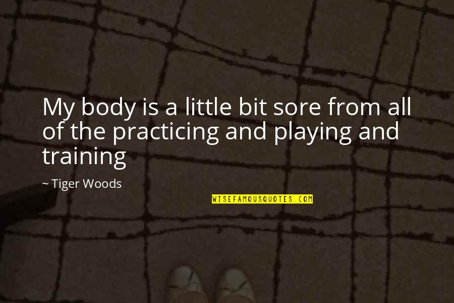 Motivational Training Quotes By Tiger Woods: My body is a little bit sore from