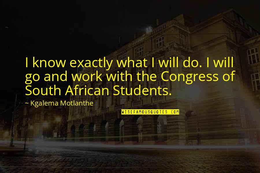 Motlanthe Kgalema Quotes By Kgalema Motlanthe: I know exactly what I will do. I