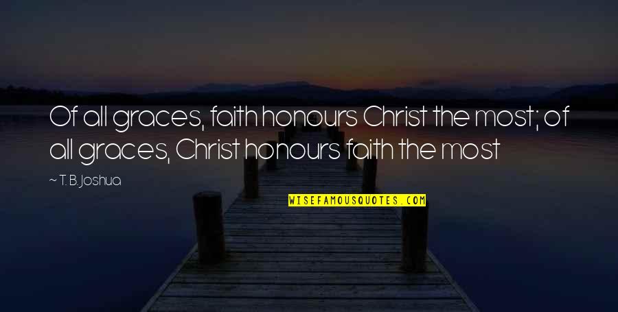 Motleys Of Va Quotes By T. B. Joshua: Of all graces, faith honours Christ the most; Motleys Of Va Quotes By T. B. Joshua: Of all graces, faith honours Christ the most;