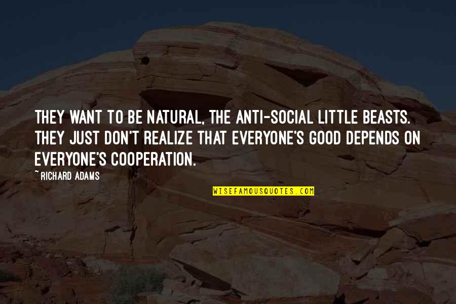 Motorcyclist Killed Quotes By Richard Adams: They want to be natural, the anti-social little Motorcyclist Killed Quotes By Richard Adams: They want to be natural, the anti-social little