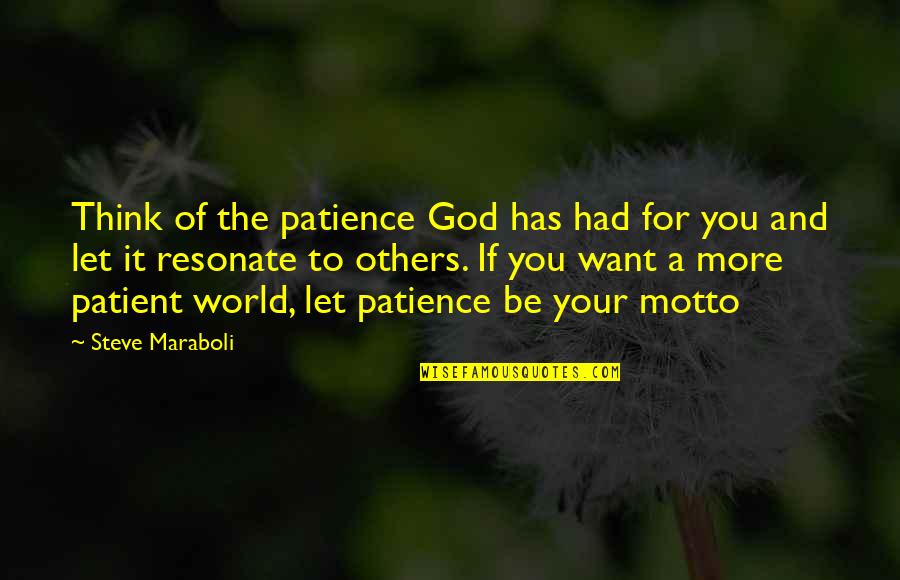 Motto God Quotes By Steve Maraboli: Think of the patience God has had for