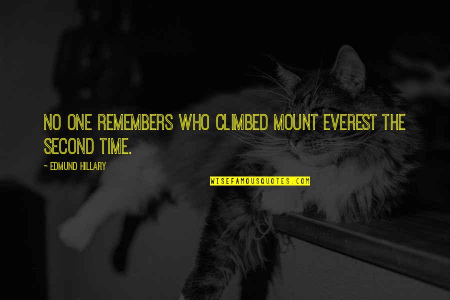 Mount Everest Quotes By Edmund Hillary: No one remembers who climbed Mount Everest the