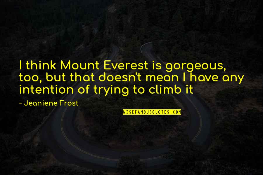 Mount Quotes By Jeaniene Frost: I think Mount Everest is gorgeous, too, but