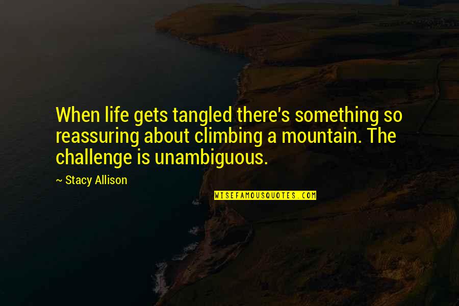Mountain Climbing Quotes By Stacy Allison: When life gets tangled there's something so reassuring