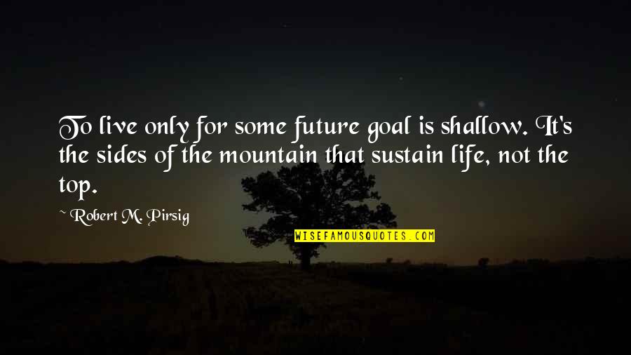 Mountain Living Quotes By Robert M. Pirsig: To live only for some future goal is