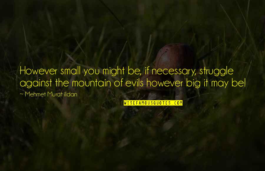 Mountain Of Quotes By Mehmet Murat Ildan: However small you might be, if necessary, struggle