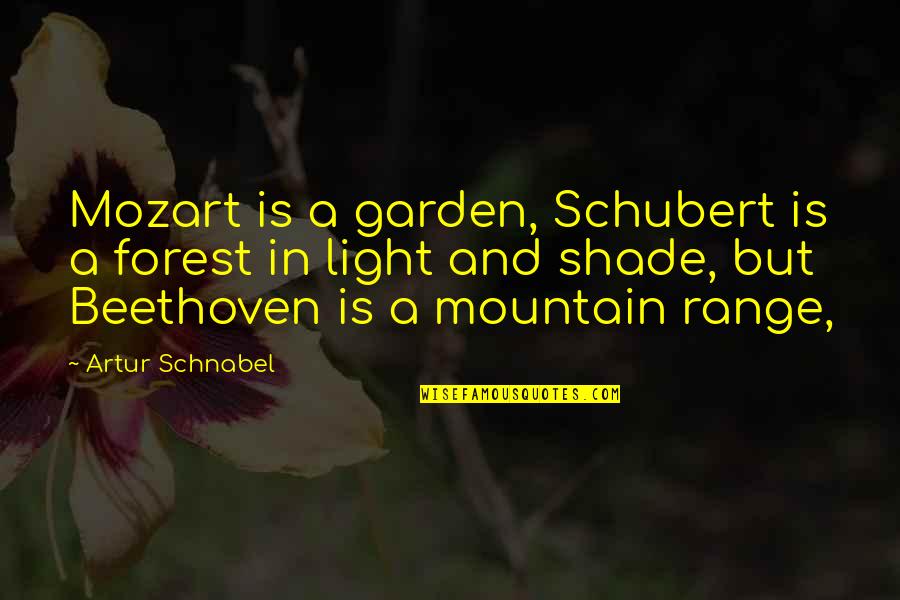 Mountain Range Quotes By Artur Schnabel: Mozart is a garden, Schubert is a forest