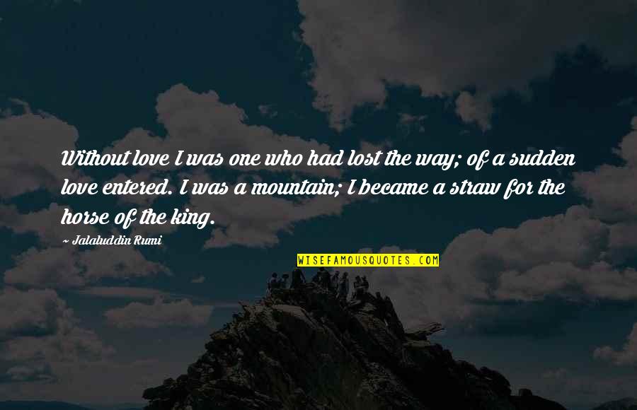 Mountain Rumi Quotes By Jalaluddin Rumi: Without love I was one who had lost