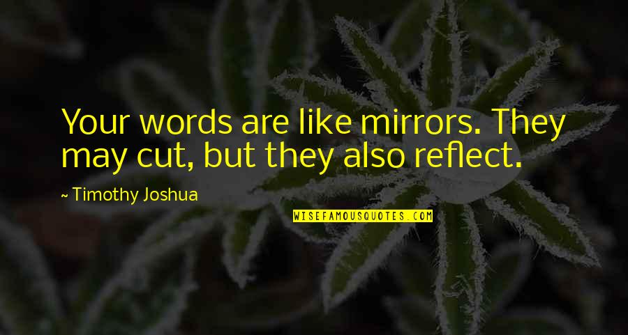Mountain Theme Quotes By Timothy Joshua: Your words are like mirrors. They may cut, Mountain Theme Quotes By Timothy Joshua: Your words are like mirrors. They may cut,