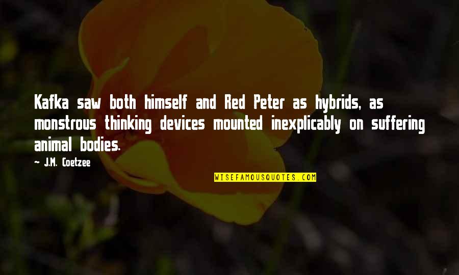 Mounted Quotes By J.M. Coetzee: Kafka saw both himself and Red Peter as Mounted Quotes By J.M. Coetzee: Kafka saw both himself and Red Peter as