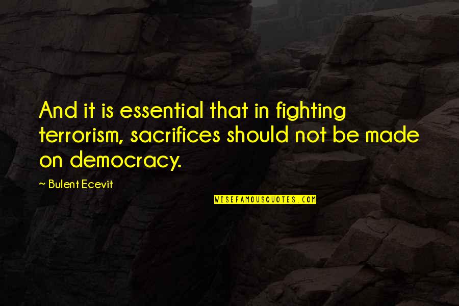 Mountian Quotes By Bulent Ecevit: And it is essential that in fighting terrorism,