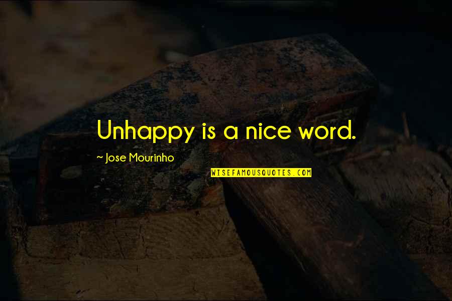 Mourinho Best Quotes By Jose Mourinho: Unhappy is a nice word.