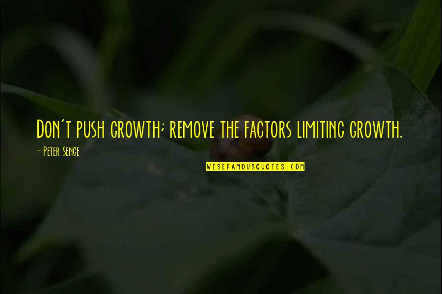 Mourinho Funny Quotes By Peter Senge: Don't push growth; remove the factors limiting growth.