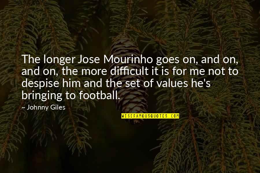 Mourinho Quotes By Johnny Giles: The longer Jose Mourinho goes on, and on,