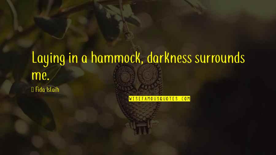 Mournfully Define Quotes By Fida Islaih: Laying in a hammock, darkness surrounds me.