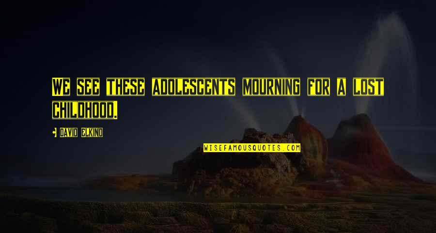 Mourning Quotes By David Elkind: We see these adolescents mourning for a lost Mourning Quotes By David Elkind: We see these adolescents mourning for a lost