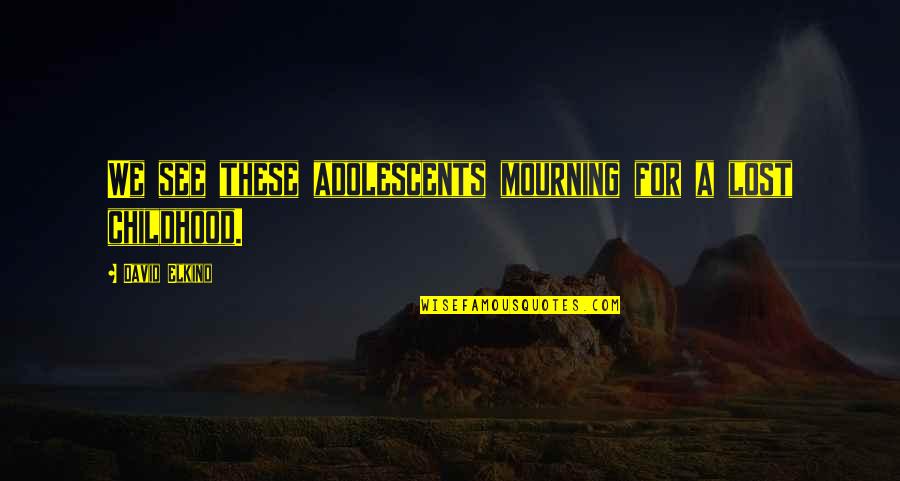 Mourning Quotes By David Elkind: We see these adolescents mourning for a lost