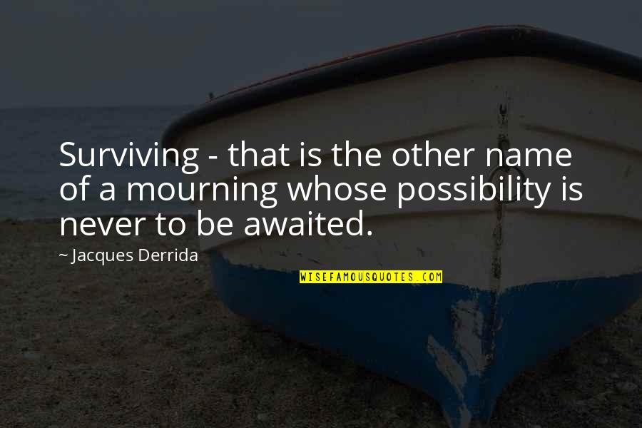 Mourning Quotes By Jacques Derrida: Surviving - that is the other name of
