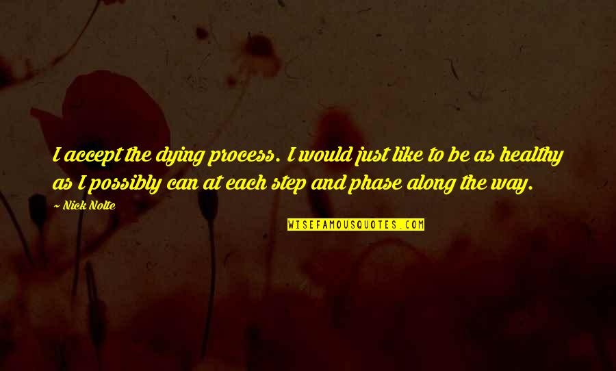 Moutet Vs Tiafoe Quotes By Nick Nolte: I accept the dying process. I would just Moutet Vs Tiafoe Quotes By Nick Nolte: I accept the dying process. I would just